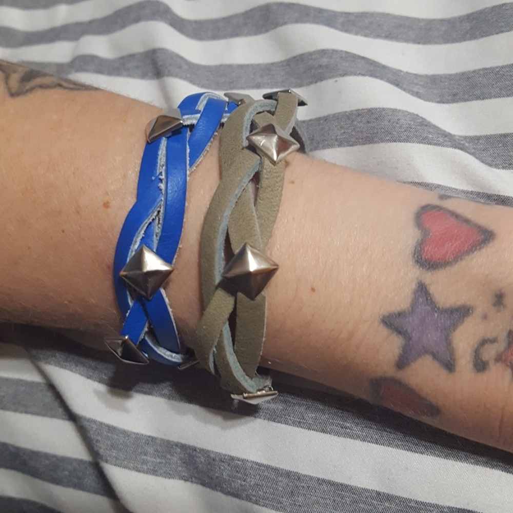 ๐2 leather braided stack bracelets - Picture 3 of 4